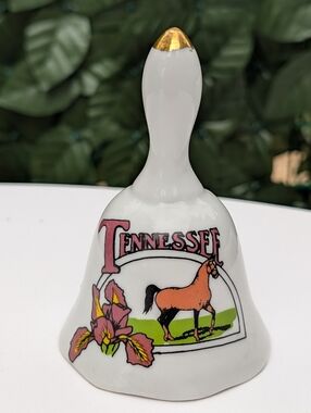 Vintage Tennessee Porcelain Bell with Horse & Iris